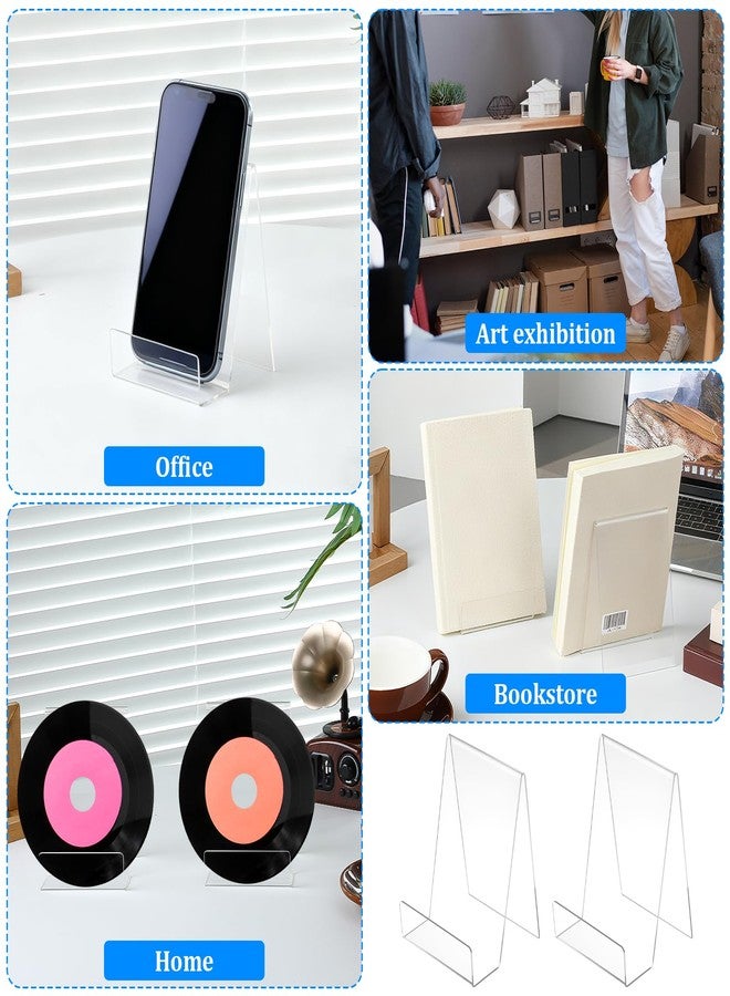SHENLIU 12 Pack Clear Book Stand, 6x4 Inch Acrylic Easel Stand Book Display Holder, Display Stands for Album, CD, Music Sheets, Plate, Artworks, Phone, Tablet, Magazine, Postcard - Image 4